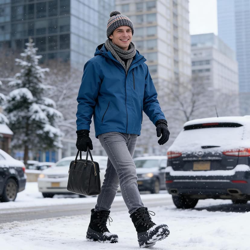 FREE SOLDIER Mens Snow Winter Boots for Men Warm Fleece Lining Winter Ski Shoes Waterproof Insulated Booties