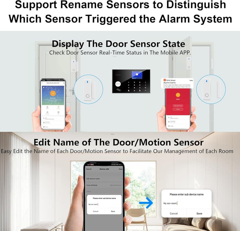 Home Security System with Camera, WiFi + GSM Home Alarm Kit with Phone App Alert, Door/Window Sensor, Remote Control for Apartments (13 Pieces)