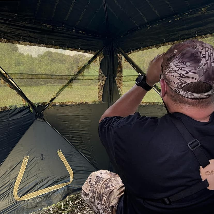 AYIN See Trough Pop Up Hunting Blind, See Thru Ground Blind - Essential Hunting Tent for Deer, Portable and Easy Setup, Ideal Hunting Essentials, Durable and Concealed Ground Blind