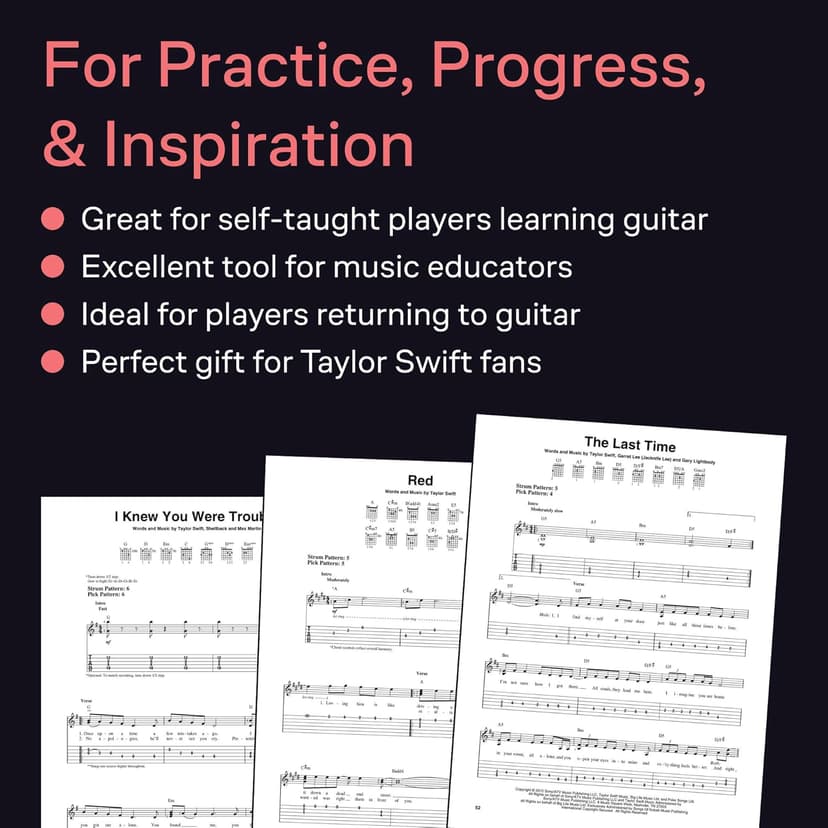 Taylor Swift: Red - Easy Guitar Sheet Music Book with Notes and Tablature | Beginner Guitar Songbook for Students and Teachers | Pop Country TAB Method Book for Learning and Practice