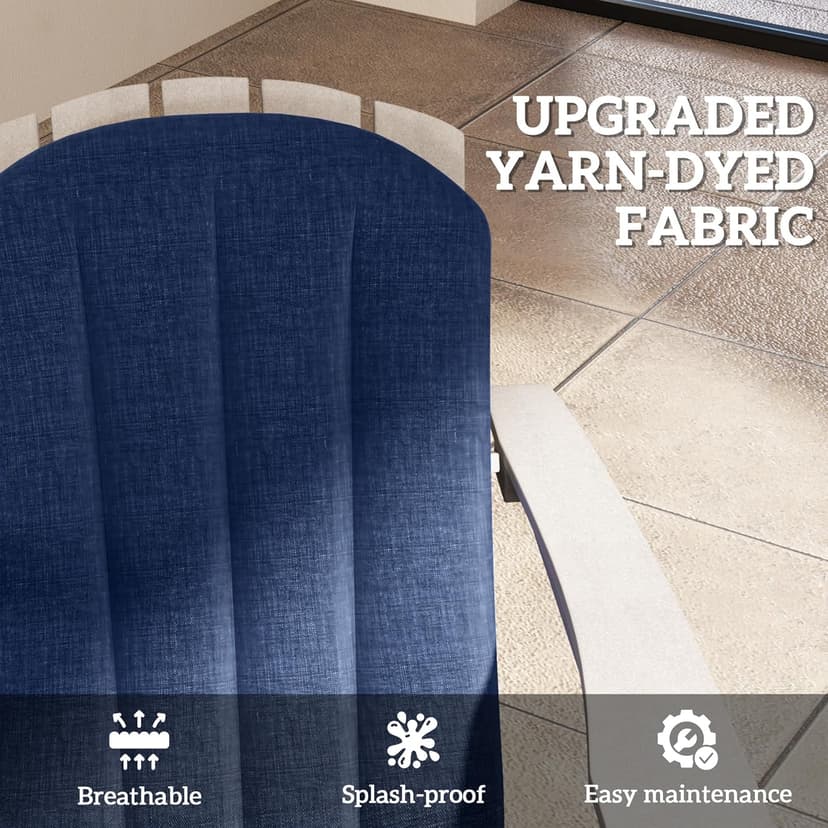 Outsunny Adirondack Chair Cushion Set of 4, Outdoor Chair Cushions with Ties, 25D High-Density Foam, High Back Patio Chair Cushions, Fade Resistant for Patio Furniture, 49" x 20" x 2", Navy Blue