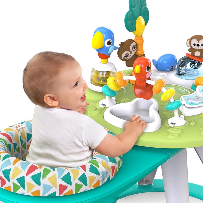 Bright Starts Around We Go 2-in-1 Baby Walker, Discovery Activity Center and Table, Tropic Cool, Ages 6 Months+