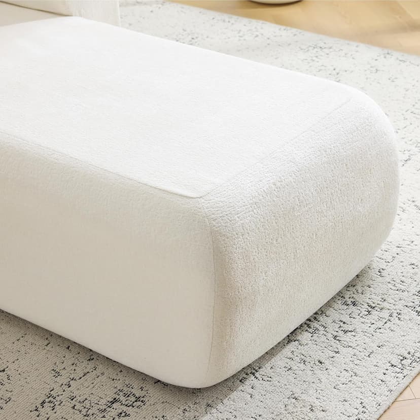 Bezseller Upholstered Chaise Lounge Indoor, Comfy Lounge Boucle Sofa, Modern Leisure Sleeper Sofa with Pillows, Recliner Chair Indoor for Living Room Bedroom Office, Beige