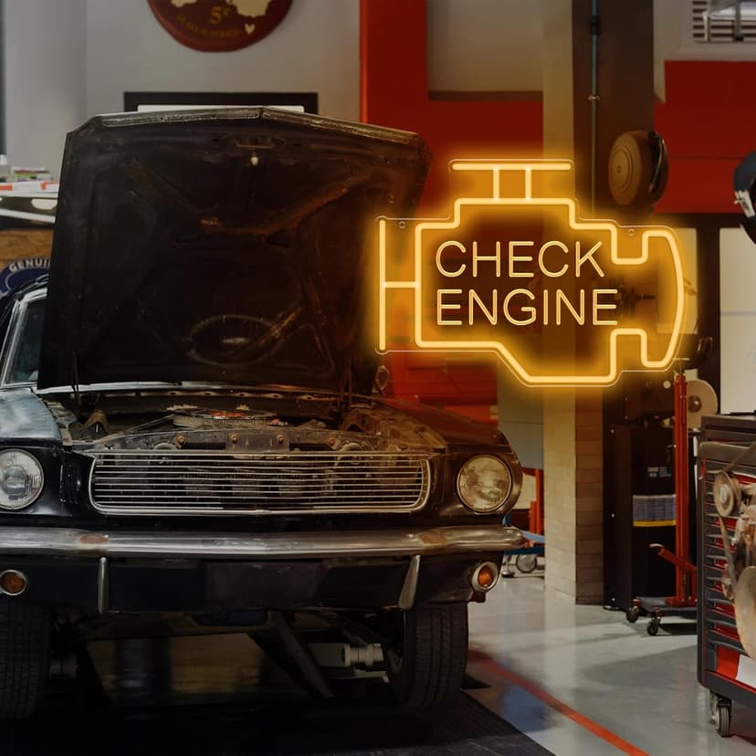 Kavaas Check Engine Neon Sign, LED Garage Sign for Car Room Decor | Check Engine Light Neon Sign for Garage Decor, Auto Repair Workshop, Man Cave - Best Gifts for Dad, Car Enthusiast (Golden Yellow) B0D372TXF5