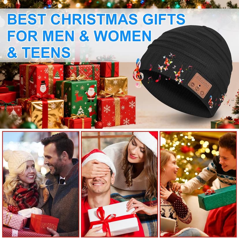 Bluetooth Beanie Hat,Unique Christmas Tech Gifts for Boyfriend Husband Him Men Women Teen Boys Girls Teenage Coworker Stocking Stuffers Secret Santa Best Friend Birthday Gifts B07FVK8KWW