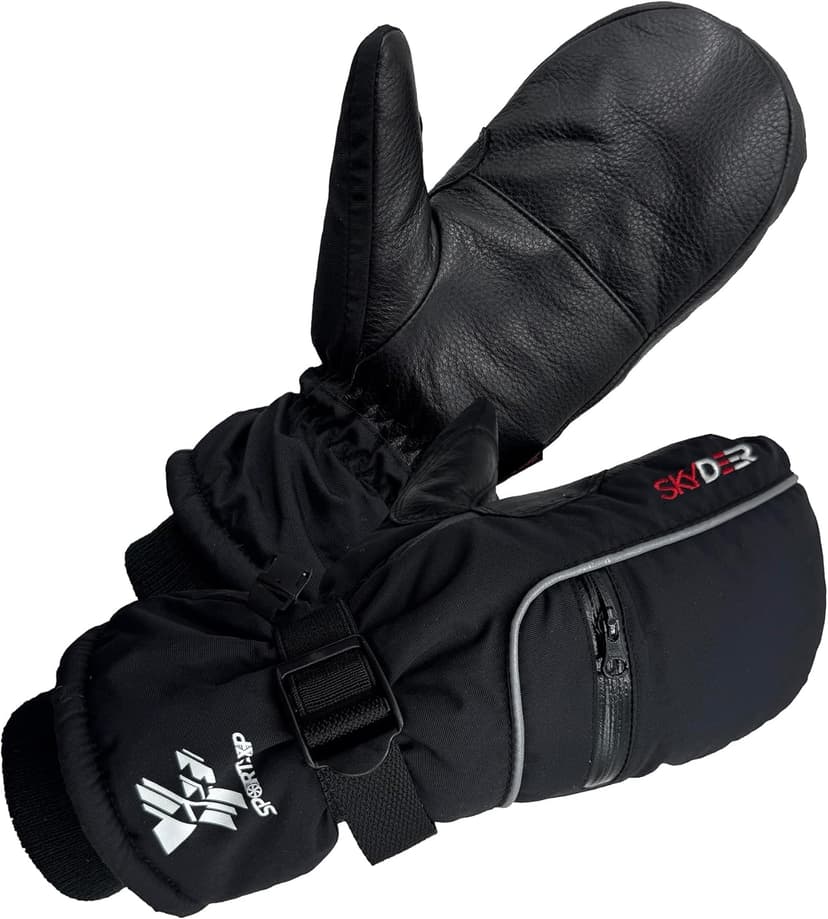 SKYDEER Waterproof Premium Deerskin Leather Ski Mittens with 150G 3M Thinsulate, Ultra Soft & Durable & Warm (SD8650M)