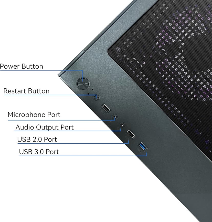 YAWYORE Gaming PC Desktop Computer AMD Ryzen 5 5600GT,16GB DDR4 3200MHz,1TB M.2 NVMe PCle,550W 80PLUS PSU,WiFi,Game Design Office Console,Sea View Room, Towers Prebuilt PC (Black)