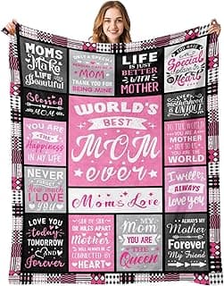 Soft Cozy Keepsake for Christmas, Valentine's Day, Mother's Day and More Mom Birthday Gifts from Daughter, Best Mom Ever Blanket 50"x60" B0DDSJTY5V