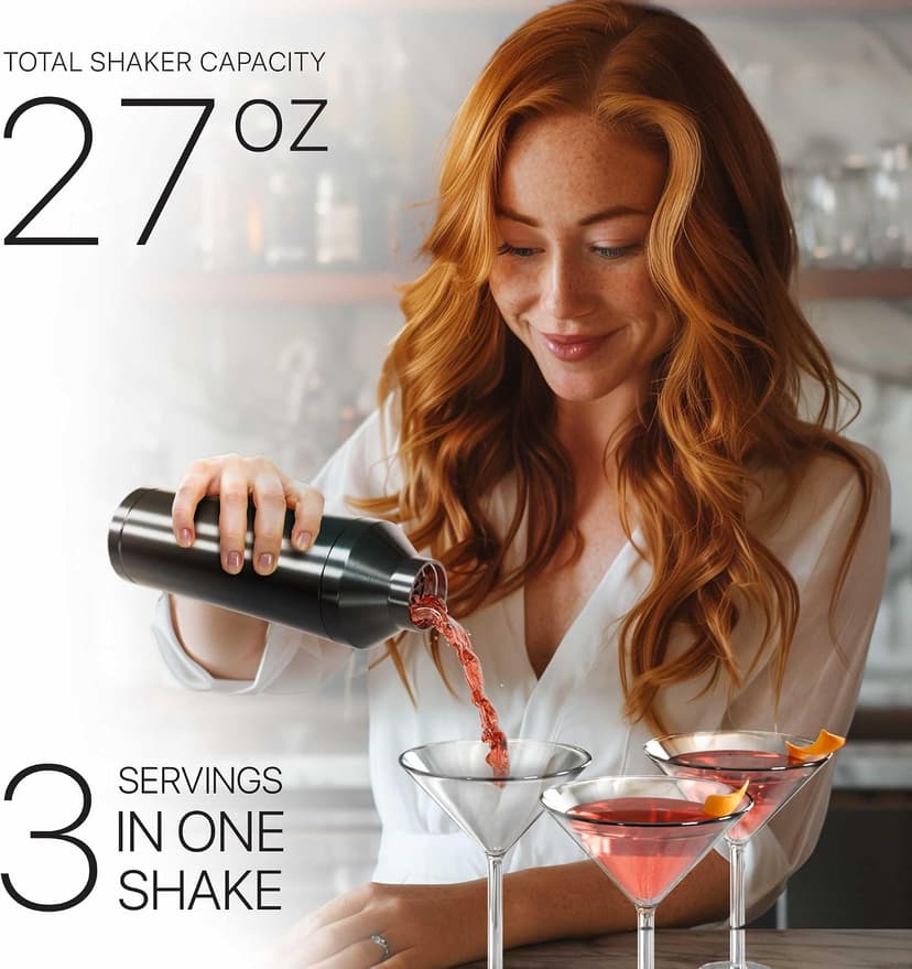 BARE BARREL 27oz Martini Shaker | Built-in Drink Measure System & Strainer, TravelBag, Recipes | Home Bar Bartending Gift Set Insulated Cocktail Shaker | Vacuum Double Wall Stainless Steel (Slate Gray) B0GJG62Q5S