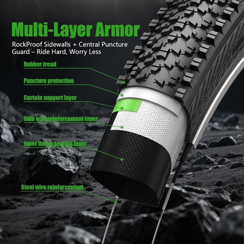 Mountain Bike Tires 24/26x1.95 Inch 2-Pack - Wear-Resistant Foldable Hybrid Tires with 2 Inner Tubes & Levers, Aggressive Tread for Trail, Commuter, Off-Road (24/26x1.95-30TPI)