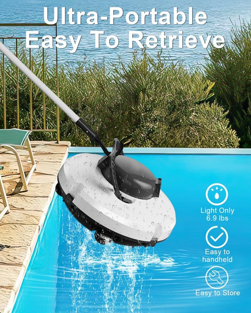 GMAPLAE Cordless Pool Vacuum for Above Ground Pool, Robotic Pool Cleaner with Dual Motors Strong Suction, 120 Mins Runtime, Auto-Parking, Pool Cleaner Robot for Inground Flat Pools Up to 1000 Sq.Ft