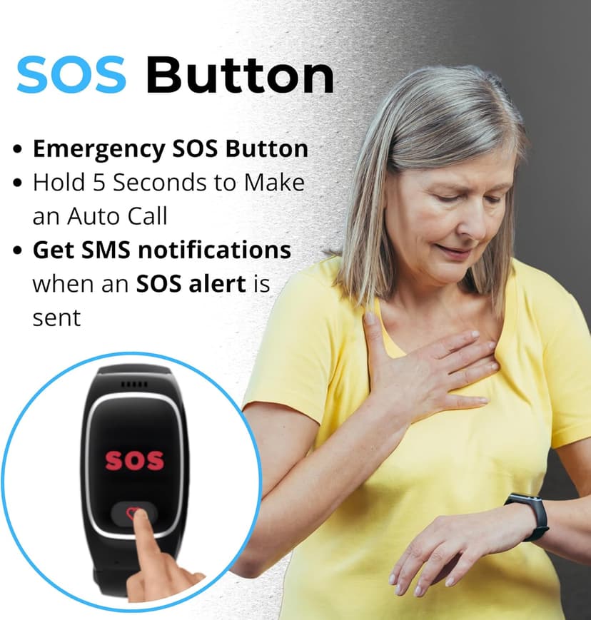 Seculife Smartwatch: Medical Alert Bracelet with GPS Tracker, Fall Detection Smart Watch, 2 Way Calling, SOS Button, Medical Watch, Emergency Device for Seniors, Life Alert System, Elderly Monitoring