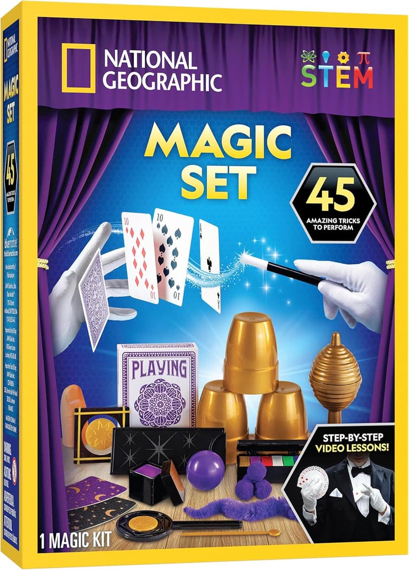 Perform Classic Illusions, Performance Props, STEM Learning, Video Instructions from a Professional Magician, Birthday Gift National Geographic Kids Magic Kit with 45 Tricks for Kids Ages 8-12 B0D24LTPS7