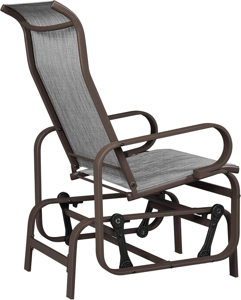 Yaheetech Outdoor Patio Glider, Rocking Lounge Chair with Sling Fabric and Steel Construction for Porch Patio Balcony Set of 2