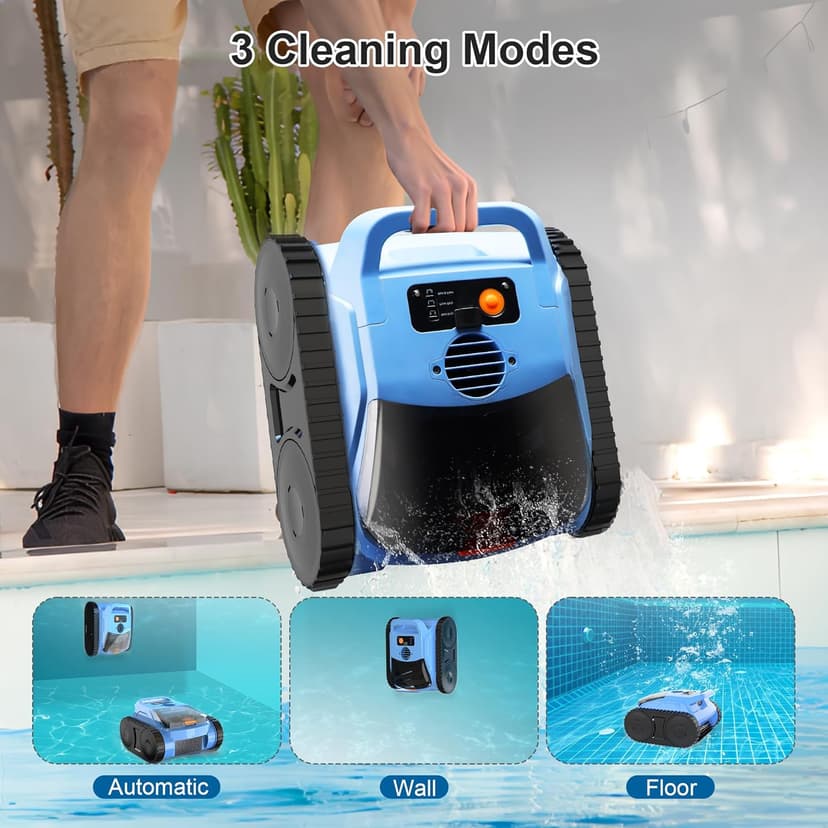 (2025 Upgrade) Pool Vacuum for Inground Pools, Robotic Pool Cleaner, Wall Climbing Pool Cleaner, Cleans Pool Floors, Drain & Walls & Waterline, Cleaning Up to 2100 Sq.ft, 180 Min