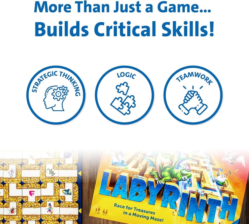 Ravensburger Labyrinth Board Game - A Strategic Maze Challenge for Family Nights - Find Treasures & Block Opponents - MESH Accredited - Great Birthday Gift - 2-4 Players - Kids Ages 7-10 and Older