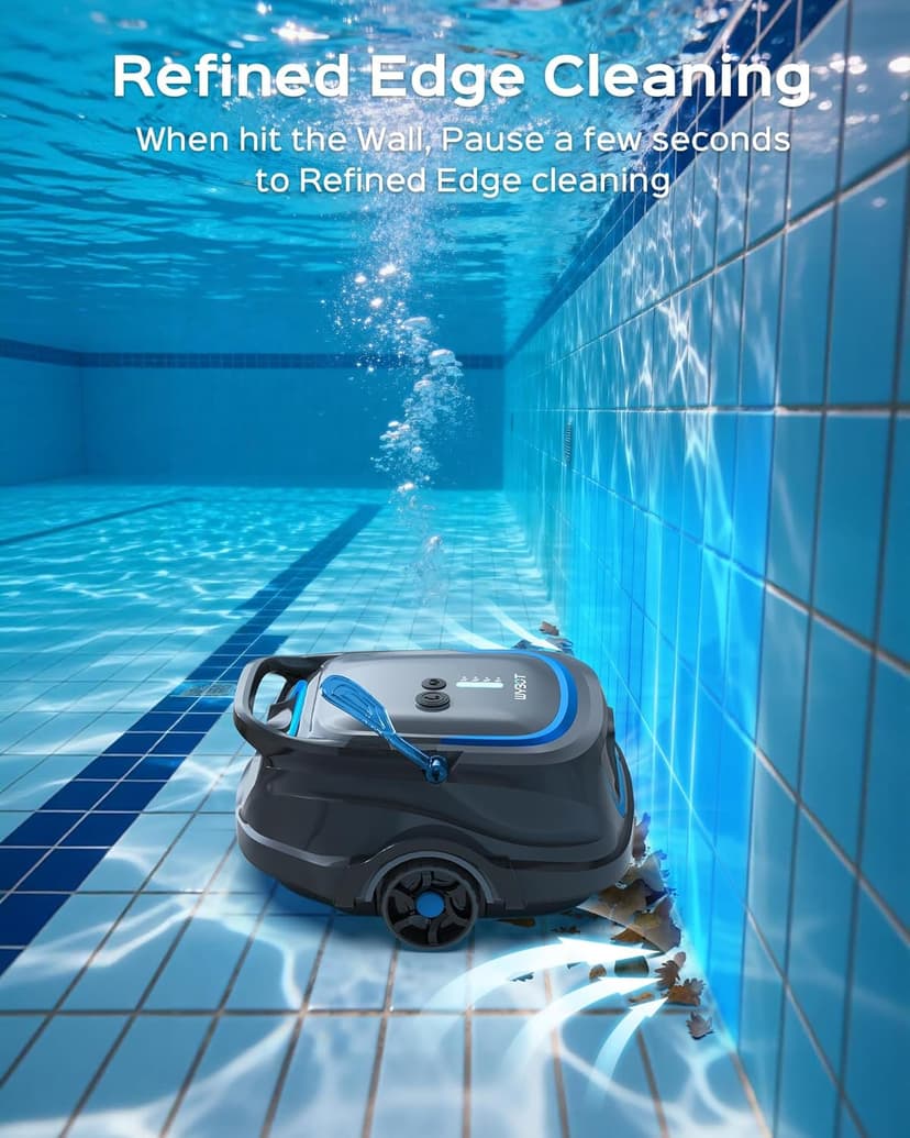 WYBOT A1 Robotic Pool Cleaner – Dual-Layer Filtration, Strong Suction, 130-Min Runtime, Cordless Pool Vacuum for Above-Ground & Flat Pools up to 1,100 Sq. Ft., 4 Cleaning Modes (Darkgrey)