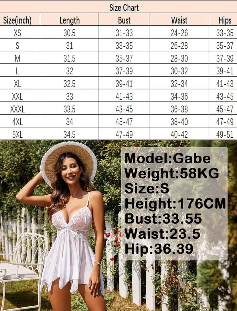 Avidlove Lingerie for Women Lace Babydoll Sleepwear Boudoir Outfits Plus Size Langeray XS-5XL B07DN9LLYP