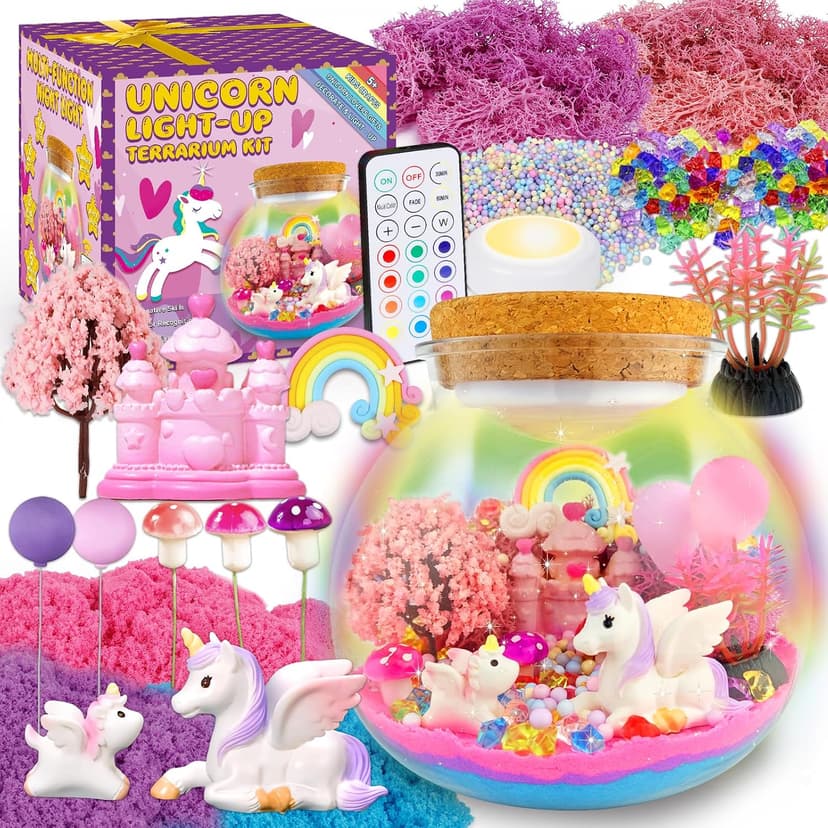 7july Unicorn Terrarium Crafts Kit for Kids-LED Night Light Up & Remote Unicorn Birthday Gifts Toys for Girls Ages5 6 7 8 9 10 Year Old-Christmas Gifts for Girls B0C88YHZMJ