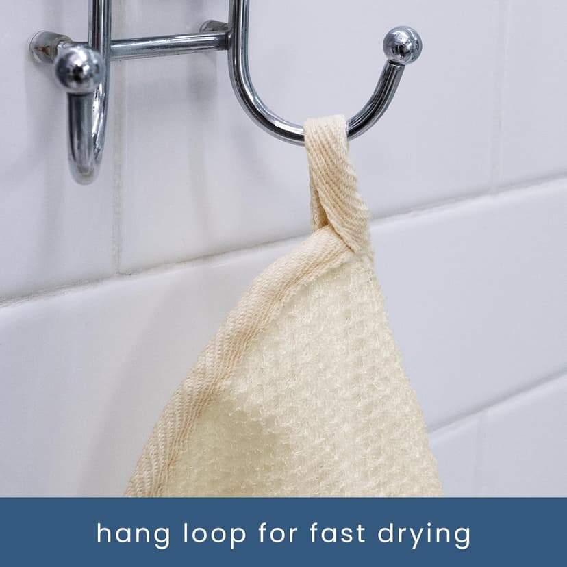 S&T INC. Exfoliating Washcloths, Dual Sided for Face and Body Scrub Towel, 9.9 Inch x 9.9 Inch, Cream, 3 Pack