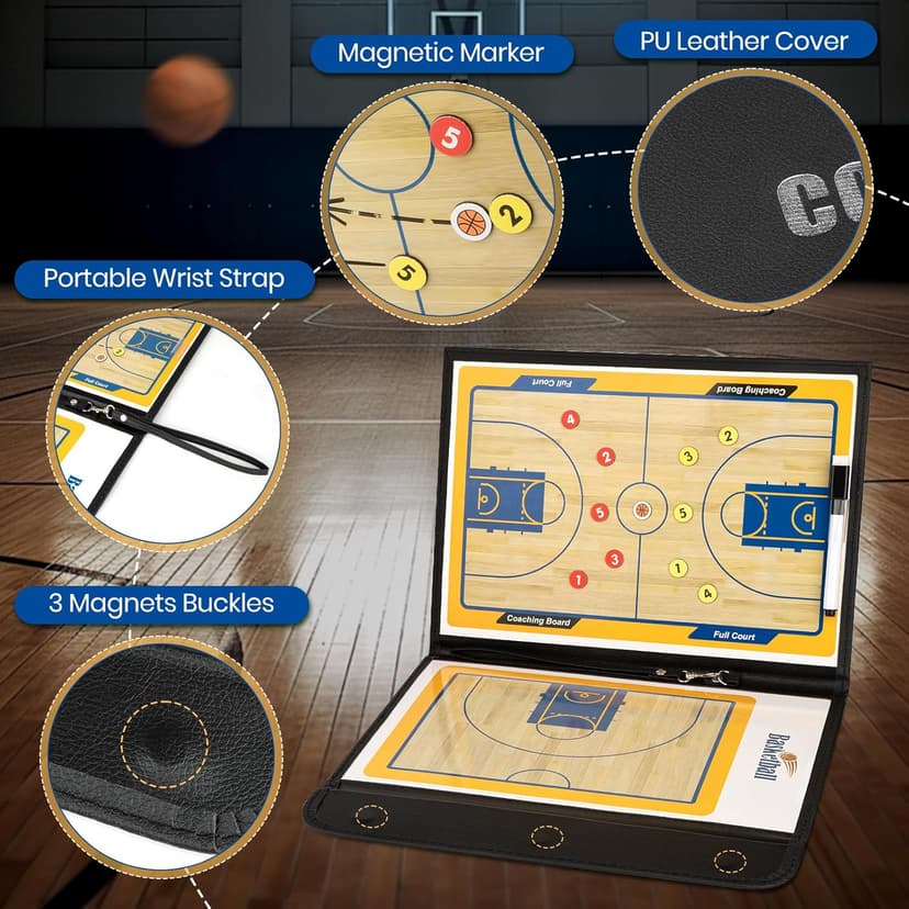 Basketball Coaching Board Coaches Clipboard Tactical Magnetic Board Kit with Dry Erase, Marker Pen and Zipper Bag (Basketball Board) (Basketball Coaching Board) (Basketball Coaching Board)