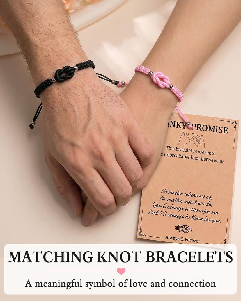 UNGENT THEM Pinky Promise Forever Love Knot Bracelets for Couples–Birthday Anniversary Valentines Christmas Gifts B0FNDC3ZRQ