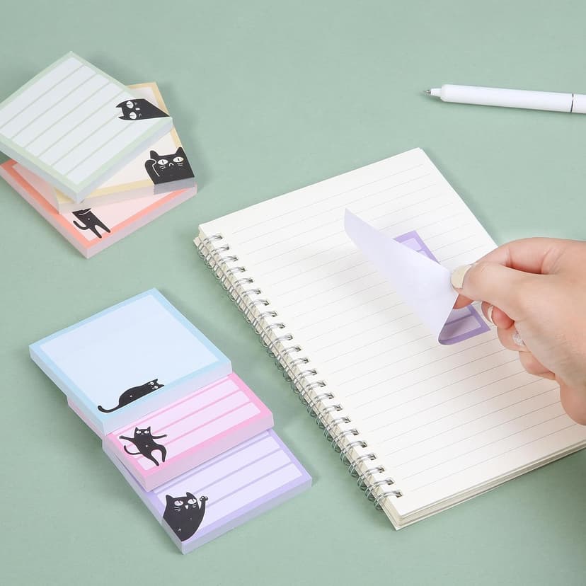 Mr. Pen- Black Cat Sticky Notes Set, 3" x 3", 6 Pads, 480 Sheets | Black Cat Sticky Notes, Memo Pads, Self-Stick Note Pad for Office, School, Home, Study & Organization B0D1PFBKGF