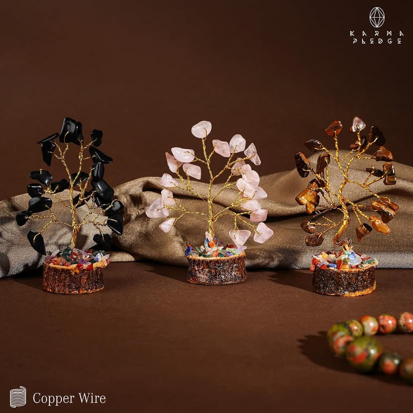 Chakra Healing Crystal Tree Set of 12, Thoughtful Gifts for Women, Office Desk Decoration, Home, Shelf Decor for Positive Energy, Money, Reiki Healing, Good Luck, Birthday Gifts for Mom Love Ones