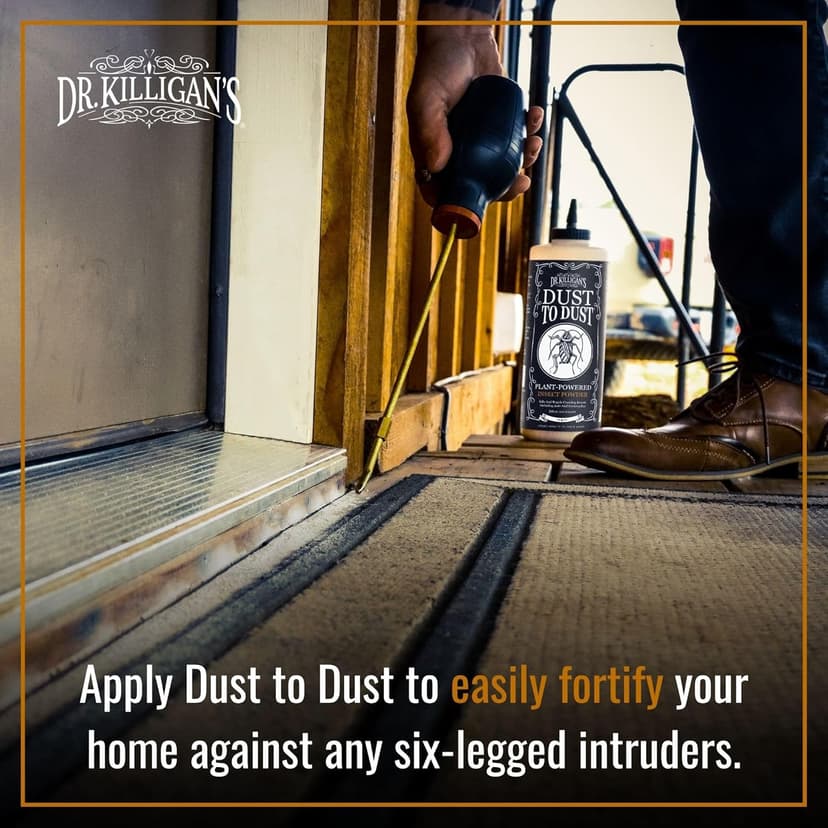 Dr. Killigan's Dust to Dust Powder - Diatomaceous Earth Alternative - Insect Killer for Indoor & Outdoor Use - Removes on Contact & While You Sleep, Protects up to 6 Months (10 oz)
