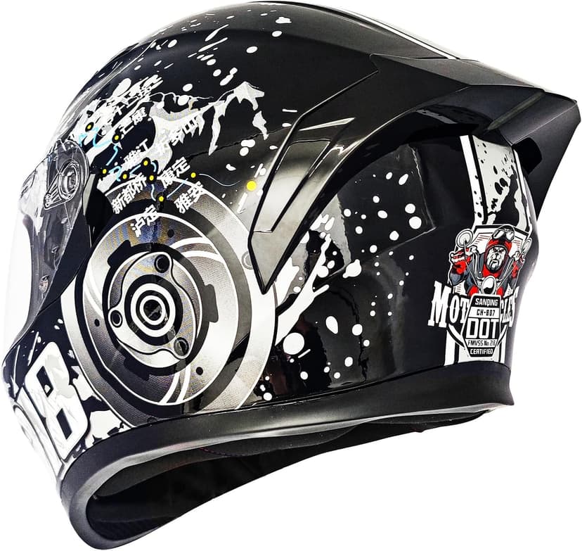 Adult Full Face Motorcycle Helmet with Dual Visor, DOT Approved Street Bike Racing ADV Motocross Helmets for Men Women, Ventilation