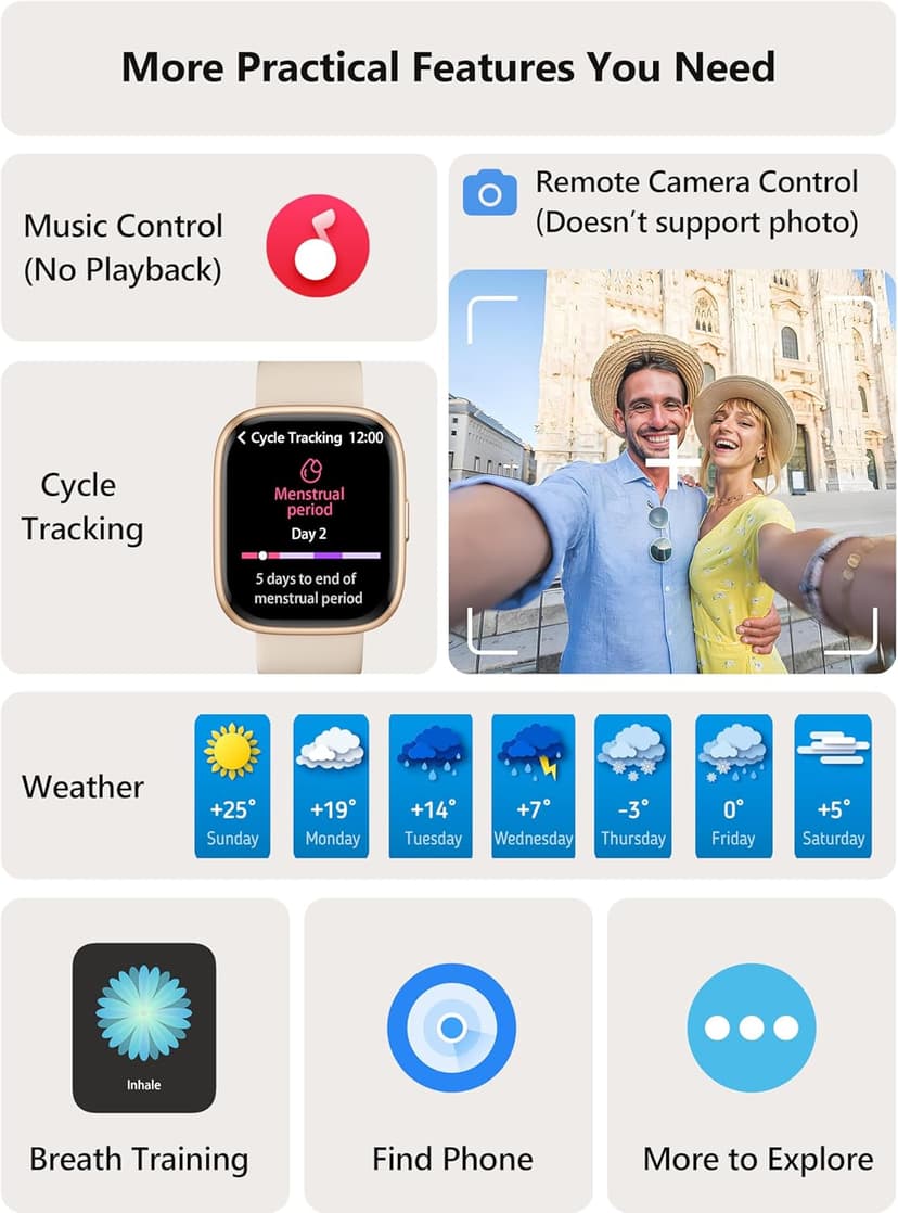 Smart Watch 2026 Upgrade for Women Men Android & iPhone [2 Bands, 44mm case, 1.83''], Alexa Built-in, Make/Answer Call, HR SpO2 Sleep Stress Monitor Fitness Tracker, IP68 Waterproof Step Counter Watch