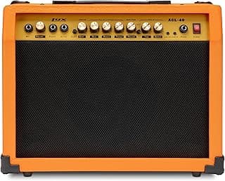 LyxPro 40 Watt Electric Guitar Amplifier | Solid State Studio Amp with 8” 4-Ohm Speaker, Custom EQ Controls, Drive, Delay, ¼” Passive/Active/Microphone Inputs, Aux in & Headphone Jack - Sunburst