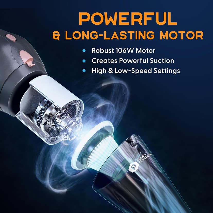 THISWORX Car Vacuum Cleaner - Portable, High Power, Handheld Vacuums w/ 3 Attachments, 16 Ft Cord & Bag - 12v, Auto Accessories Kit for Interior Detailing - Black