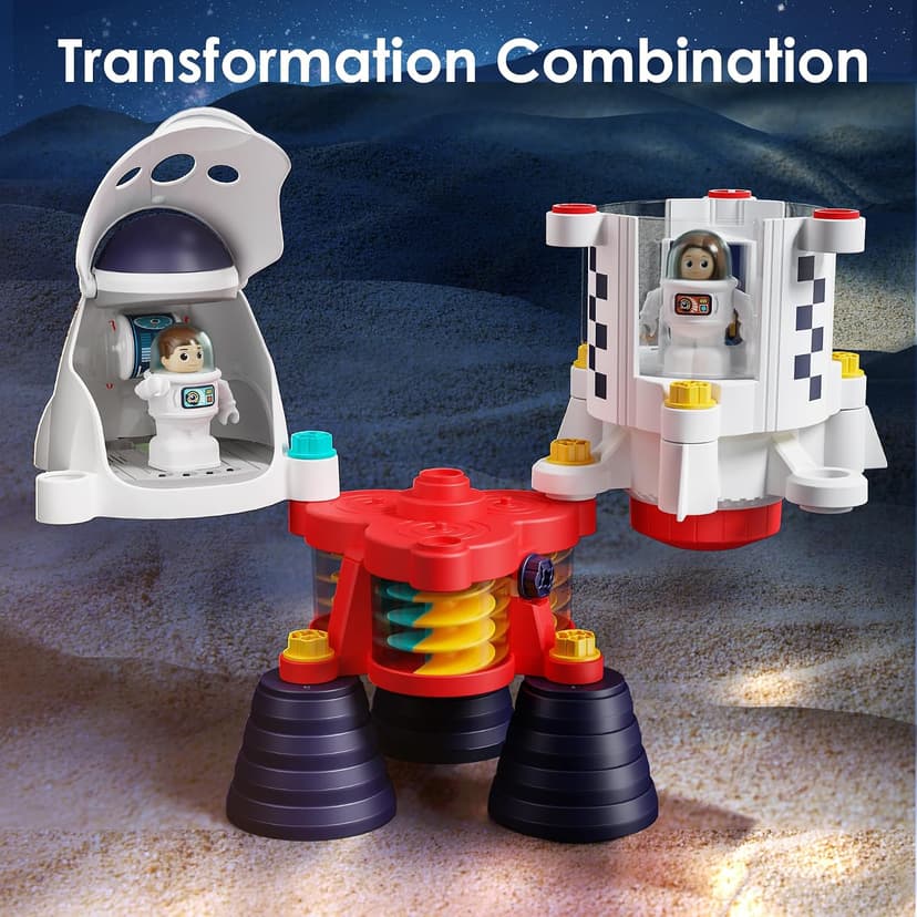 Spaceship Building Playset w/Electric Drill, 2 Astronauts, Educational Learning Science Kit Birthday Gift for Age 3 4 5 6 7 8 iPlay, iLearn Rocket Space Toy 3 4 5 Year Old Boys Kids Girls, Toddler STEM B0BYYV9185