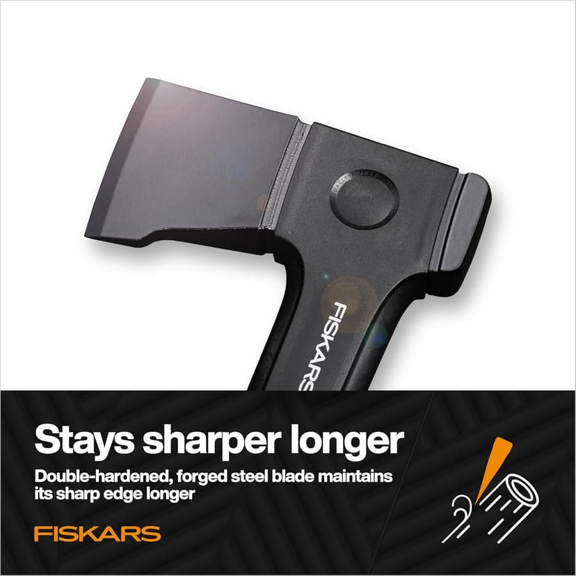 Fiskars X14 Universal Hatchet 14", Forged Steel Blade for Limbing & Chopping Kindling, Ergonomic Curved FiberComp Handle & Low-Friction Coating for Clean Cuts in Fresh Resinous Wood