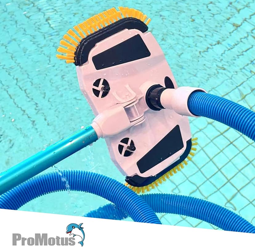 ProMotus Weighted Pool Vacuum Head, Vinyl-Safe No Wheels Manual Cleaner with Air Relief Valves，Multi-Directional Brushes for Above Ground & Inground Pools, Universal Fit for 1-1/4" & 1-1/2" Hoses