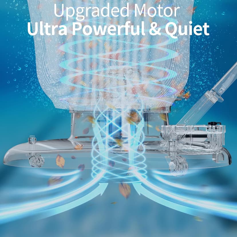 Rechargeable Pool Leaf Vacuum with Telescopic Pole, 83GPM Powerful Suction– Cordless Pool Skimmer for Inground & Above Ground Pools with 6.6Gal Leaf Catcher Bag for Heavy Debris Areas