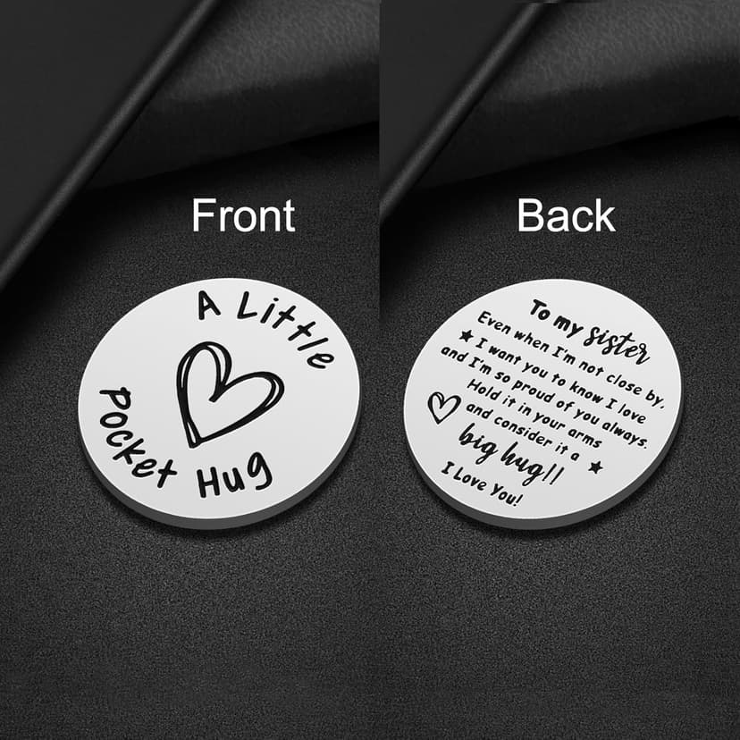 iJuqi Pocket Hug Token Keychain Keepsake Long Distance relationship inspirational Sobriety Gifts for Women Men Double Sided