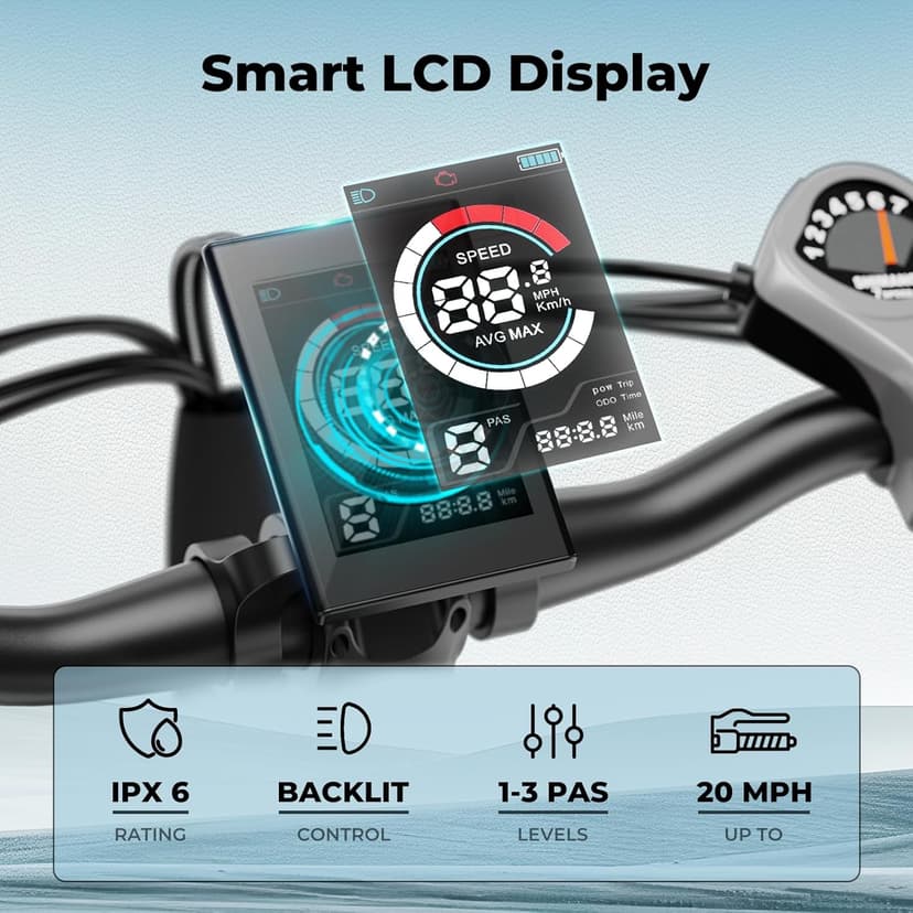 Jasion EB5 Electric Bike for Adults with Peak 1000W Brushless Motor, 40Miles 20MPH Commuting Electric Mountain Bike with 360Wh Removable Battery, 7-Speed, 26" Tires and Front Fork Suspension