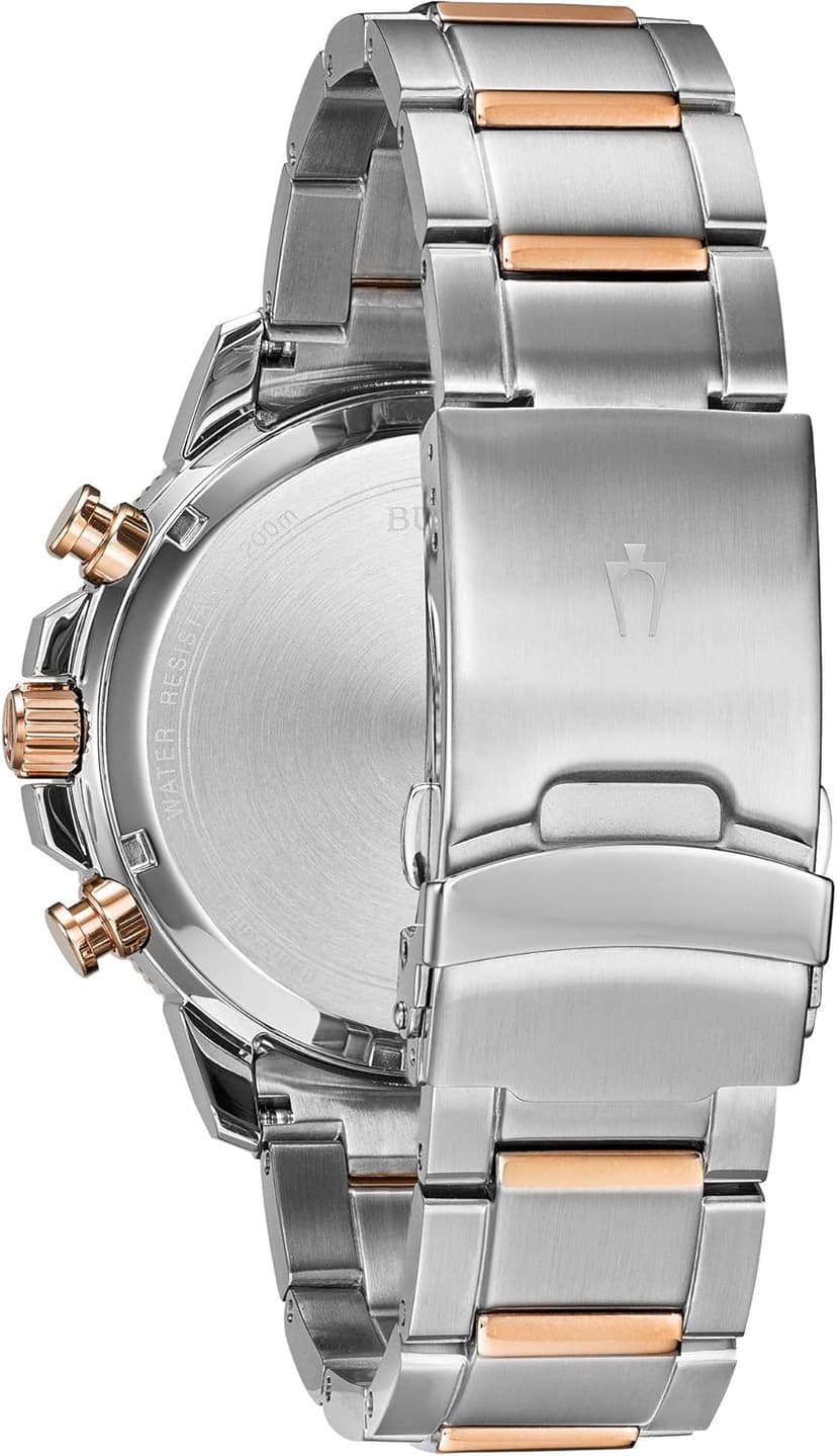 Bulova Men's Marine Star Series C Two-Tone Rose Gold Stainless Steel 6-Hand Chronograph Quartz Watch, Blue Dial Style: 98B301