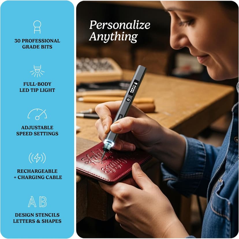 Cool Birthday Gift Ideas - Engraver Pen Tool - Teen Boy Gifts - Unique Gifts for Women, Teenage Girl - Craft Kits for Adults EtchMate Engraving Pen for Metal, Wood, Glass, Plastic & All Materials B0FRNNZZZH