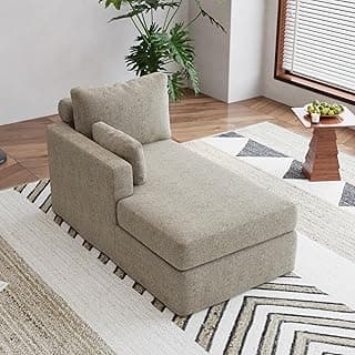 31.89" Chaise Lounge with Left Armrest Upholstered Modern Lounge Couch Sleeper Sofa with Cushions & Pillows for Living Room Bedroom Reading Nookk,Taupe