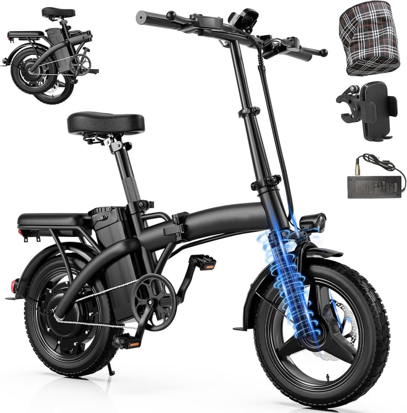 Electric Bike for Adults&Teens,550w Motor | 48V 12V Removable Battery | 23Mph Speed | PAS Mode 35 Miles Range | 14" Foldable E-Bike | Dual Disc Brakes | Ul 2849 Certified | Commuter Mini Bikes