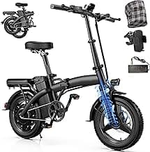 Electric Bike for Adults&Teens,550w Motor | 48V 12V Removable Battery | 23Mph Speed | PAS Mode 35 Miles Range | 14" Foldable E-Bike | Dual Disc Brakes | Ul 2849 Certified | Commuter Mini Bikes