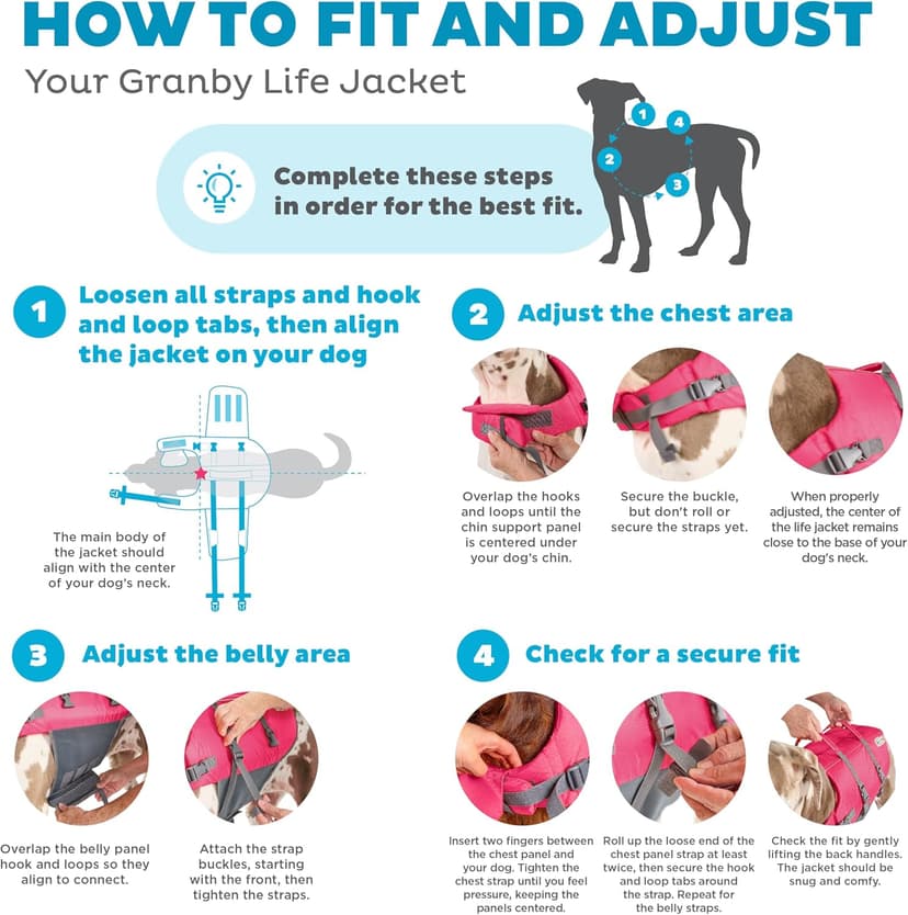 Outward Hound Granby Splash Pink Dog Life Jacket, Medium