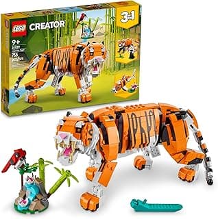LEGO Creator 3 in 1 Majestic Tiger Building Set, Transforms from Tiger to Panda or Koi Fish Set, Animal Figures, Collectible Building Toy, Gifts for Kids, Boys & Girls 9 Plus Years Old, 31129 B09FM57L7B