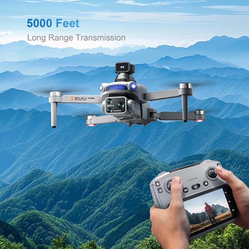 S119 4K Drone with Camera for Adults & Outdoor Aerial Photography, GPS Auto Return, Obstacle Avoidance, Brushless Motor, 5G Screen Remote, 3 Batteries 75 Min Long Flight, Dual Camera 120° Wide-Angle, 2000M Range, 120M Altitude, 120° Wide-Angle FPV Quadcopter (Gray)