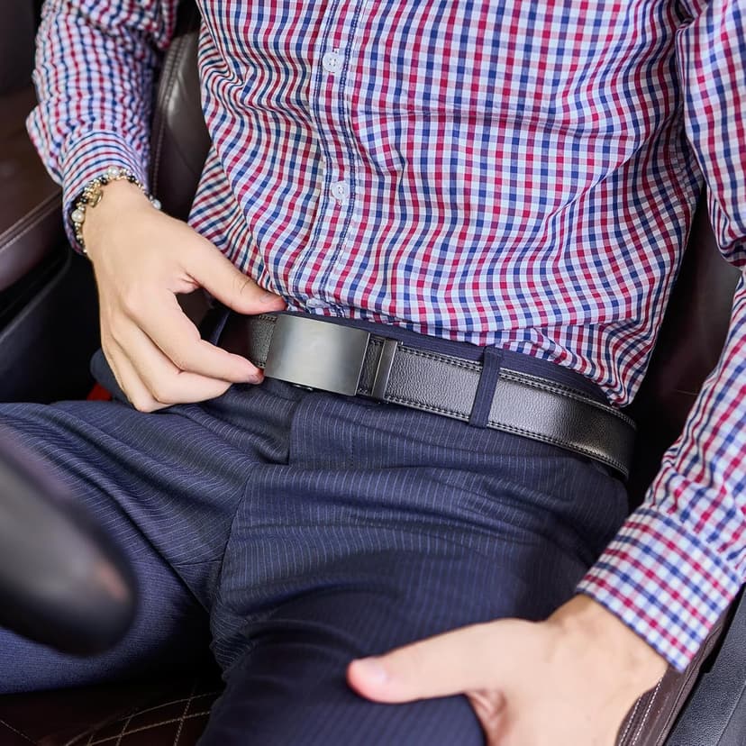 VATAN Men's Belt Leather Ratchet Belt for Men Dress Casual Every Day with Adjustable Buckle, Trim to Fit