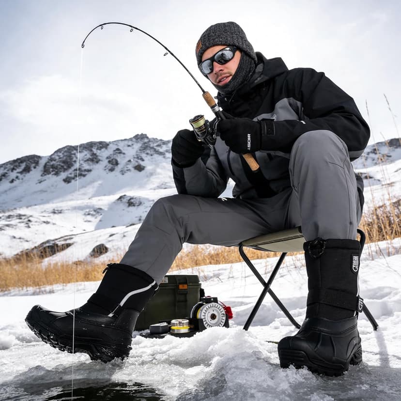 FREE SOLDIER Mens Snow Boots Insulated Waterproof Hiking Winter Shoes Nonslip Outdoor Ankle Cold Weather Boots with Warm Inner