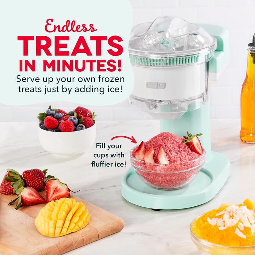 Dash Shaved Ice Maker - Frozen Dessert Maker for Snow Cones, Slushies, Cocktails & More - Easy to Use & Clean - Space-Saving Design - Aqua